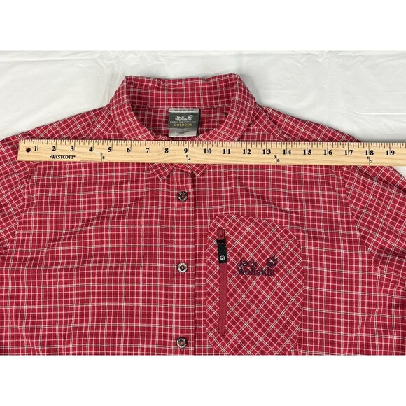 Jack Wolfskin Women’s XL Light Red Check Performance Hiking Outdoor Shirt - Picture 15 of 16